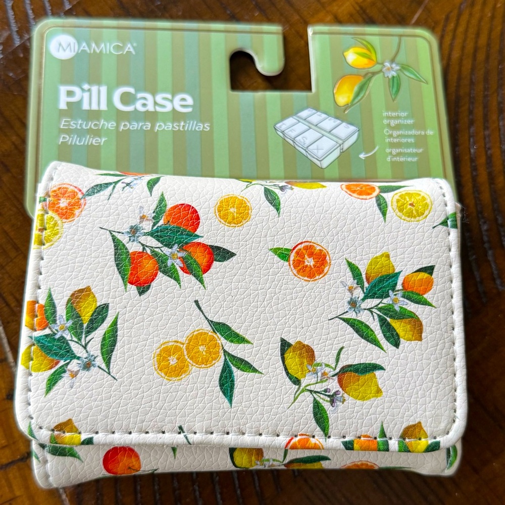 miami White Pill Case with Citrus Design